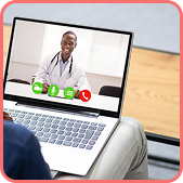 Virtual doctor consultation on a laptop